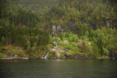 Norveç fiyortlarında şelale