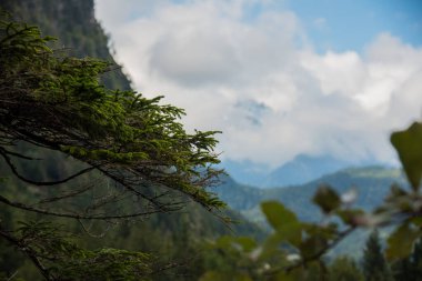 Almanya 'daki dağların üzerinden bulutlar