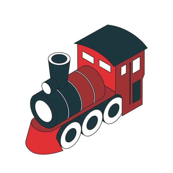 Ilustração Vetorial Locomotiva Estilo Isométrico — Vetor de Stock