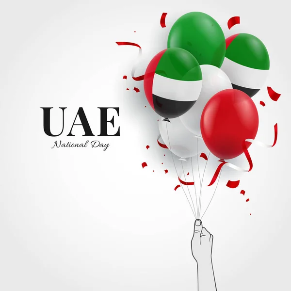 Vector Illustration National Day Emirados Árabes Unidos Mão Com Balões — Vetor de Stock