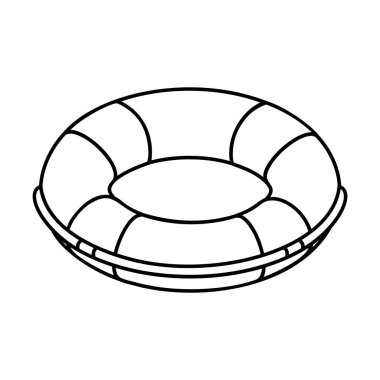 Lifebuoy simgesi. Beyazda izole edilmiş doğrusal biçim simgesi. Vektör illüstrasyonu