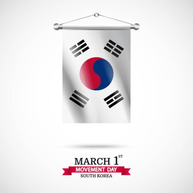 Vector Illustration of March 1st Movement Day in the South Korea. Celebration banner. South Korea flag