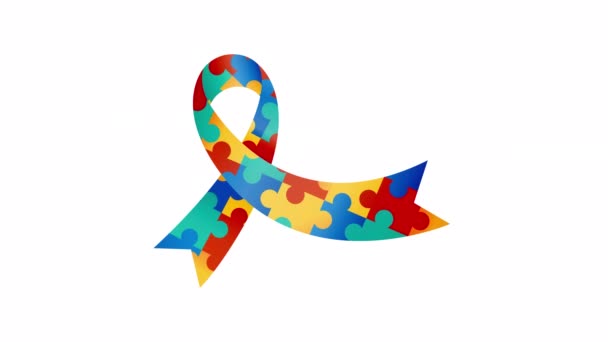 自閉症の認識リボン パズルリボン — ストック動画