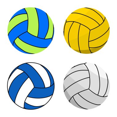 Vektör çizimi. Beyaz arkaplanda izole edilmiş voleybol topları.