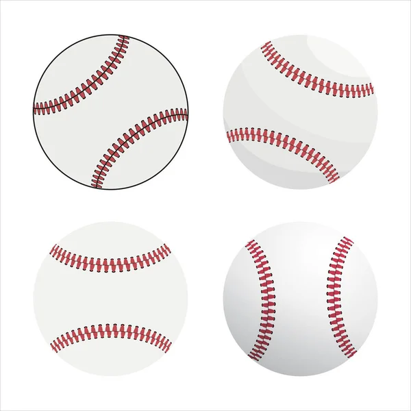 Векторная Иллюстрация Бейсбольные Мячи Белом Фоне — стоковый вектор