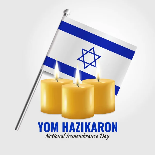 Vector Illustration Israel Memorial Day Banner Flag Candles — Stock Vector