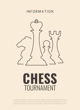 Satranç turnuvası, maç, oyun hakkında vektör illüstrasyonu. Reklam, davetiye, afiş, poster olarak kullan.