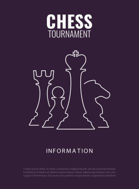 Satranç turnuvası, maç, oyun hakkında vektör illüstrasyonu. Reklam, davetiye, afiş, poster olarak kullan.