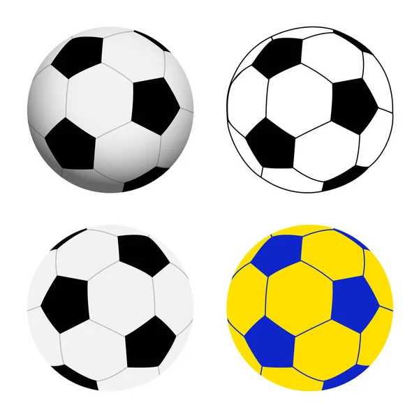 Векторні Ілюстрації Футбольні Ячі Ізольовані Білому Тлі — стоковий вектор