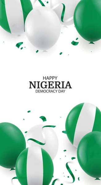 ナイジェリア民主主義の日のベクトルイラスト 風船の背景 — ストックベクタ