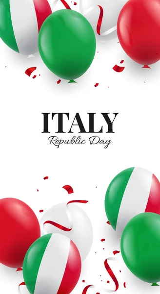 Wektor Ilustracja Republiki Dzień Włochy Tło Balonami — Wektor stockowy