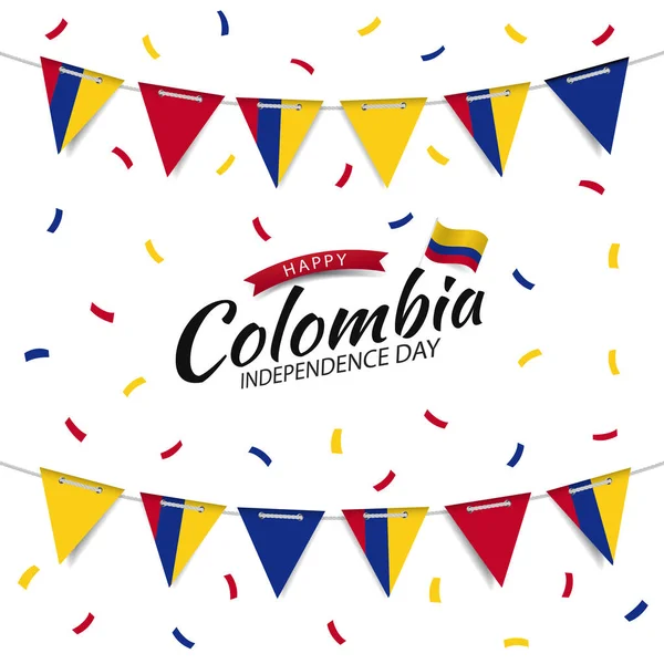 Vector Illustration Colombia Independence Day Garland Flag Colombia White Background — Archivo Imágenes Vectoriales