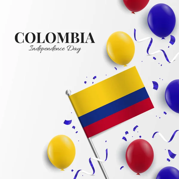 Vector Illustration Colombia Independence Day Inglés Fondo Con Globos Bandera — Archivo Imágenes Vectoriales