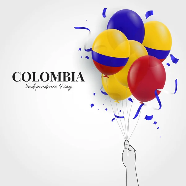 Vector Illustration Colombia Independence Day Inglés Mano Con Globos — Archivo Imágenes Vectoriales