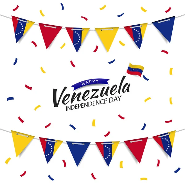 Ilustración Vectorial Del Día Independencia Venezuela Guirnalda Con Bandera Venezuela — Archivo Imágenes Vectoriales