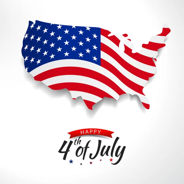 7月4日のベクトルイラスト アメリカの地図と旗 — ストックベクタ