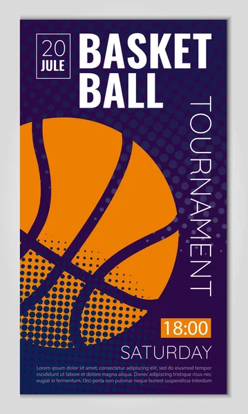 Vektorillustration Über Basketballturnier Spiel Spiel Verwendung Als Werbung Einladung Banner — Stockvektor