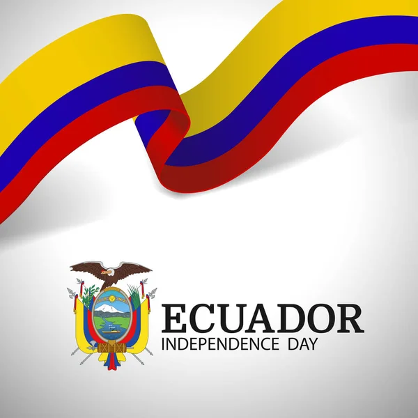Vector Illustration Ecuador Independence Day Inglés Cinta — Vector de stock