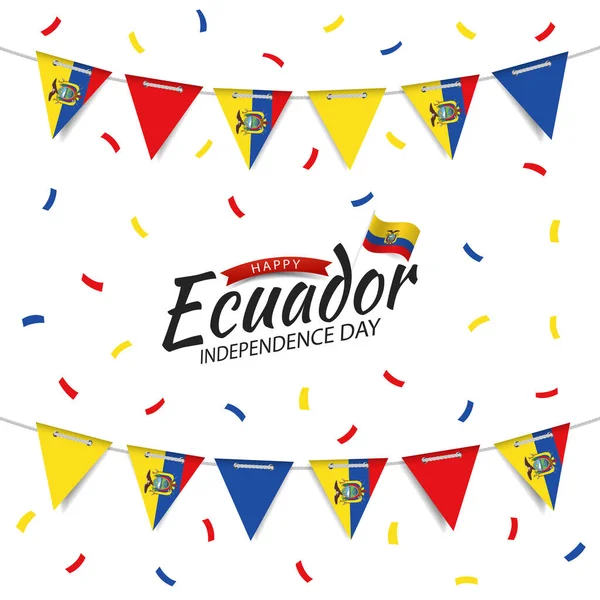 Vector Illustration Ecuador Independence Day Inglés Guirnalda Con Bandera Ecuador — Archivo Imágenes Vectoriales