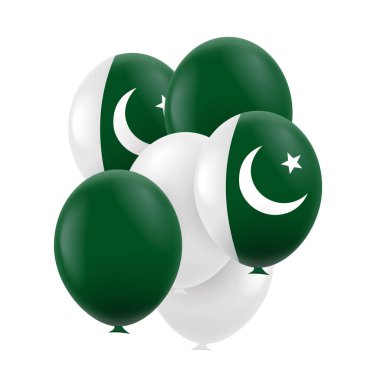 Pakistan Bağımsızlık Günü 'nün Vektör İllüstrasyonu. Balonlar