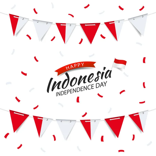 Vector Illustration Pancasila Day Indonesia Garland Flag Indonesia White Background — Image vectorielle