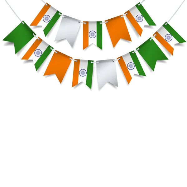 Векторная Иллюстрация Дня Независимости Индии Гирлянда Флагом Индии Белом Фоне — стоковый вектор
