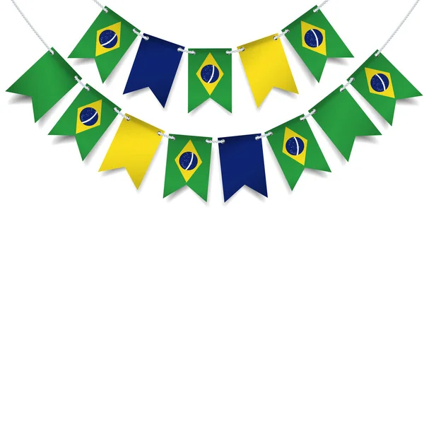 Векторная Иллюстрация Дня Независимости Бразилии Гирлянда Флагом Бразилии Белом Фоне — стоковый вектор