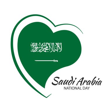 Vektör İllüstrasyonu. Suudi Arabistan Ulusal Günü. Kalp şeklinde Suudi Arabistan bayrağı
