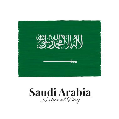 Vektör İllüstrasyonu. Suudi Arabistan Ulusal Günü. Bayraklı arkaplan