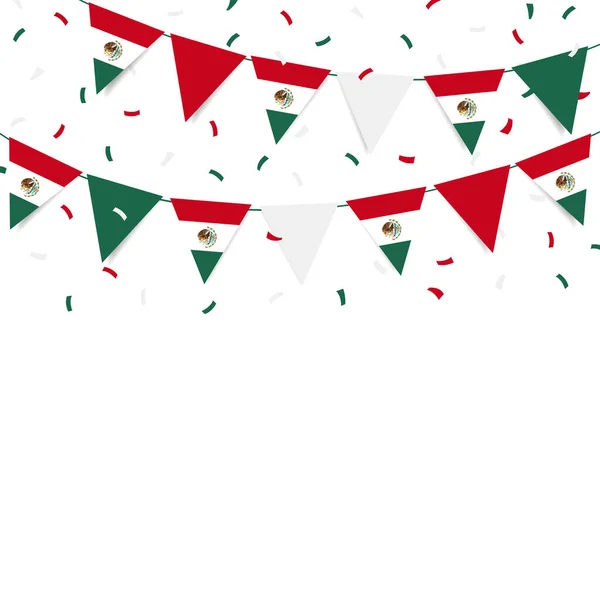Vector Illustration Mexico Independence Day Garland Flag Mexico White Background — Stockvektor