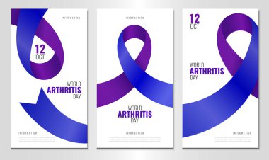 Dünya Artrit Günü 'nün Vektör İllüstrasyonu. Kurdeleli pankart. Reklam, davet, afiş olarak kullan