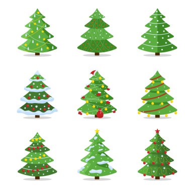 Noel ağaçları kümesi. vektör çizim