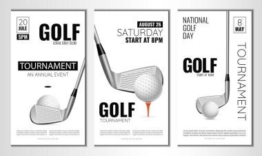 Golf turnuvası, maç, oyun hakkında vektör illüstrasyonu. Reklam, davetiye, afiş, poster olarak kullan