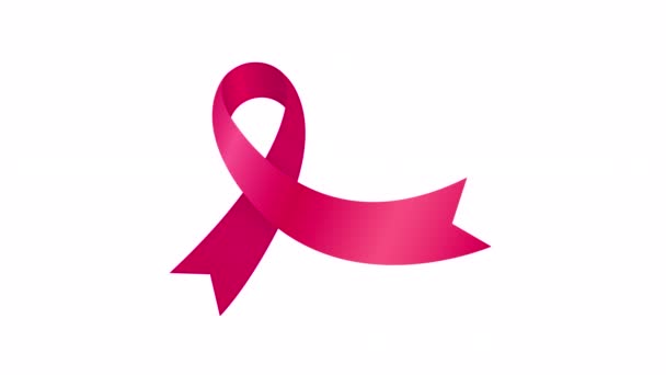 Κορδέλα Ευαισθητοποίησης Για Τον Καρκίνο Διαφανές Φόντο Κανάλι Άλφα — Αρχείο Βίντεο