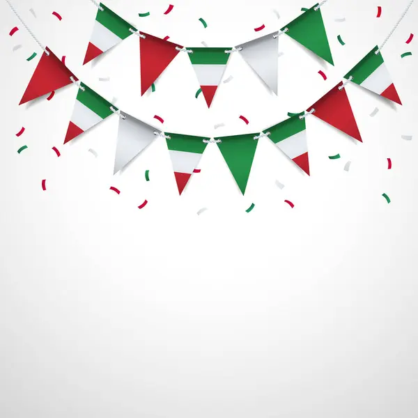 イタリア共和国記念日 ガーランドは白い背景にイタリアの国旗を掲げています ベクターイラスト ストックイラスト