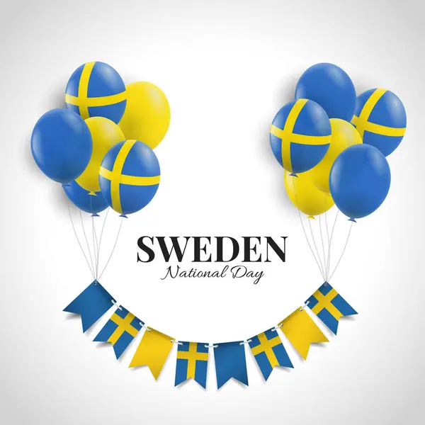 スウェーデン国民の日 バルーンが付いている背景 ベクターイラスト ロイヤリティフリーストックベクター