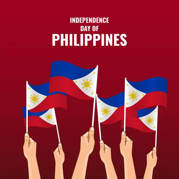 フィリピン独立記念日 フィリピンの旗を持った手 ベクターイラスト ロイヤリティフリーのストックイラスト