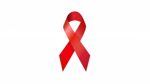 Aids Awareness Ribbon Fondo Transparente Con Canal Alfa — Vídeo de stock