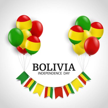 Bolivya Bağımsızlık Günü. Balonlu arka plan. Vektör Illustratio