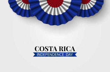 Kosta Rika 'da Bağımsızlık Günü. Kutlama afişi. Cockade. Vektör İllüstrasyonu