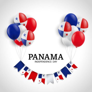 Panama Bağımsızlık Günü. Balonlu ve bayraklı bir arka plan. Vektör İllüstrasyonu