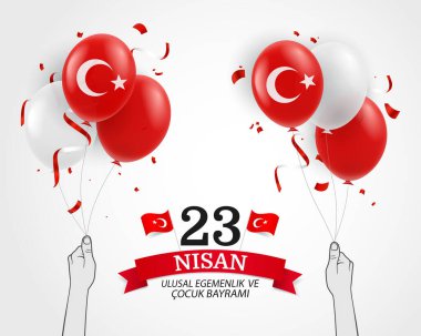 23 Nisan. Ulusal egemenlik ve Çocuk Günü (23 nisan, ulusal egemenlik ve cocuk bayrami). Vektör İllüstrasyonu