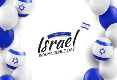İsrail 'in Bağımsızlık Günü. Balonlu arka plan. Vektör İllüstrasyonu