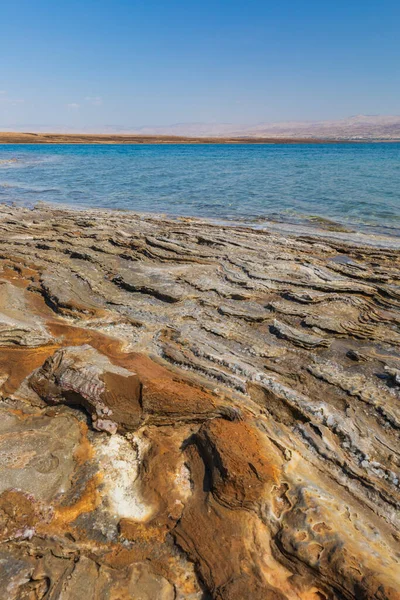 Fango Strati Sale Sulla Costa Del Mar Morto Israele — Foto Stock