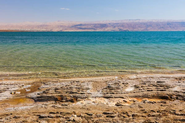 Грязь Слои Соли Побережье Мертвого Моря Израиле — стоковое фото