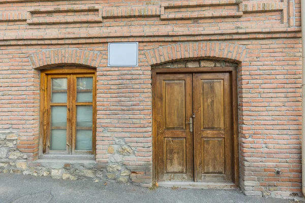 Old Door Window Brick Wall — Stock Photo, Image