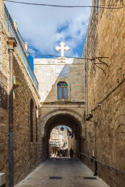 stock image Jerusalem, Israel - Oktober 12, 2022: Small old streets in Jerusalem