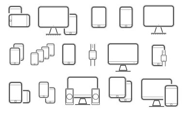 Aygıt simgesi. Elektronik ve aygıt satırı simgeleri ayarlandı
