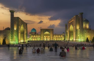 Samarkand, Uzbekistan - October. 10. 2024: Registan Square in Samarkand is one of the most famous and majestic landmarks of Central Asia clipart