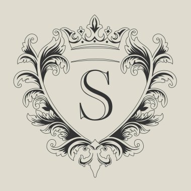 Siyah ve beyaz arma tasarım şablonu